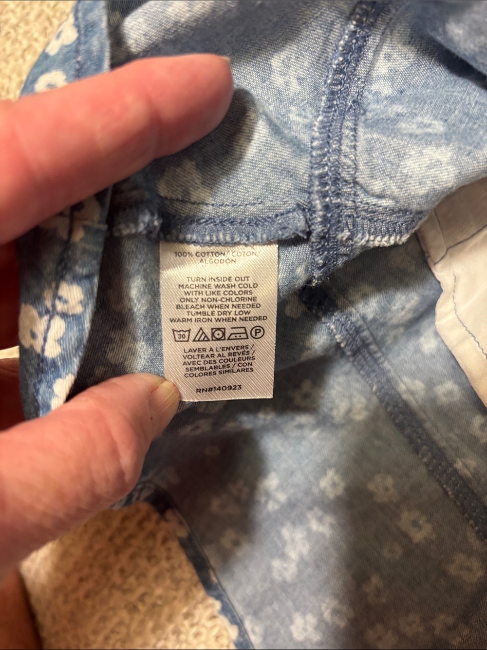 LOFT Retro Bloom Chambray Denim Mini Shirtdress with Pockets - Picture 8 of 11